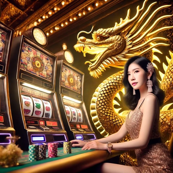 Antarmuka aplikasi roguelike menampilkan permainan slot dan menu navigasi